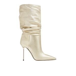Paris Texas NEW Lidia Gold Metallic Leather Slouchy Stiletto Heels Boots Size 38
